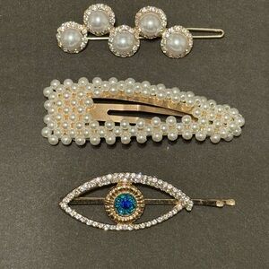 Elegant Pearl and Crystal Hair Clip Set